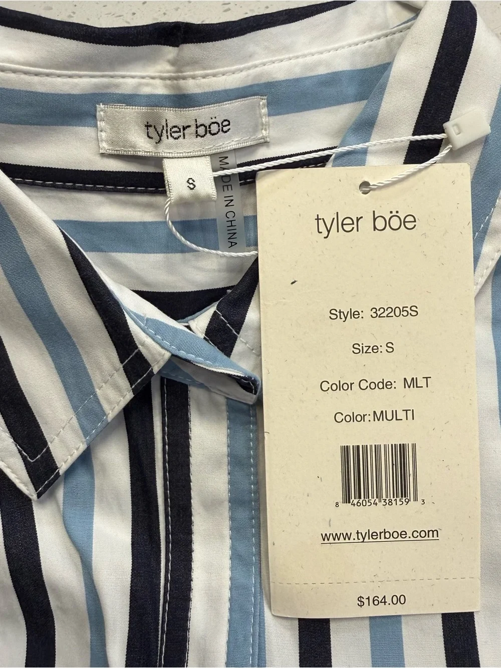 Tyler Boe Awning Stripe Button Down Shirt NWT Size Small Blue Multi - Picture 2 of 11